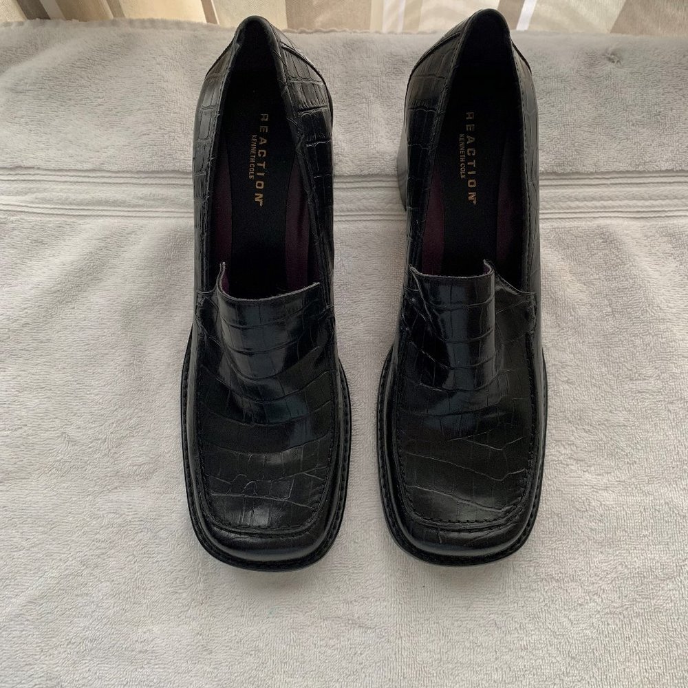 Women's Black Leather Croc print Kenneth Coles